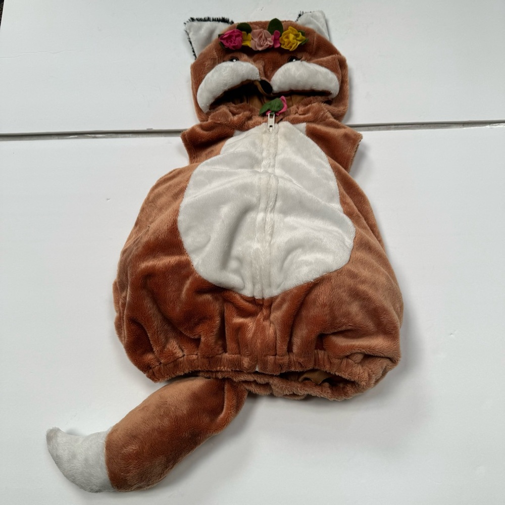 baby plush fox costume boy girl 12month 1year hooded tail zip up Halloween brown